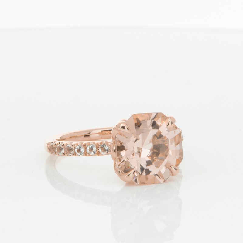 18ct Rose Gold Morganite Octavus Ring-Ring-Walker & Hall