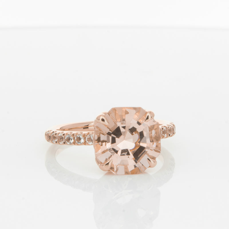18ct Rose Gold Morganite Octavus Ring-Ring-Walker & Hall