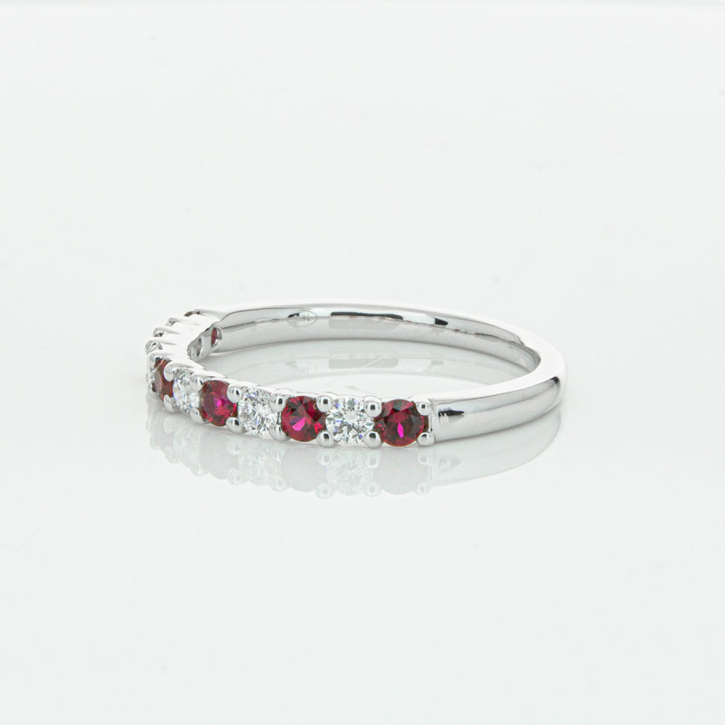 18ct White Gold Ruby & Diamond Panorama Band-Ring-Walker & Hall