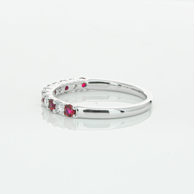 18ct White Gold Ruby & Diamond Panorama Band-Ring-Walker & Hall