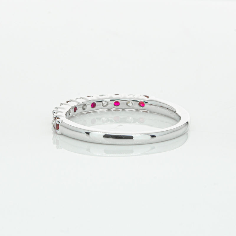18ct White Gold Ruby & Diamond Panorama Band-Ring-Walker & Hall