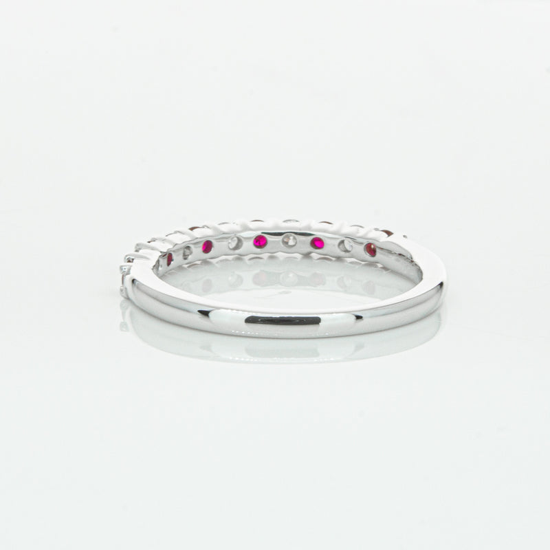 18ct White Gold Ruby & Diamond Panorama Band-Ring-Walker & Hall
