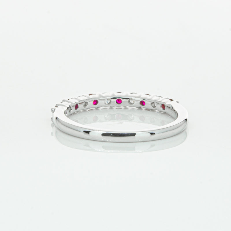 18ct White Gold Ruby & Diamond Panorama Band-Ring-Walker & Hall