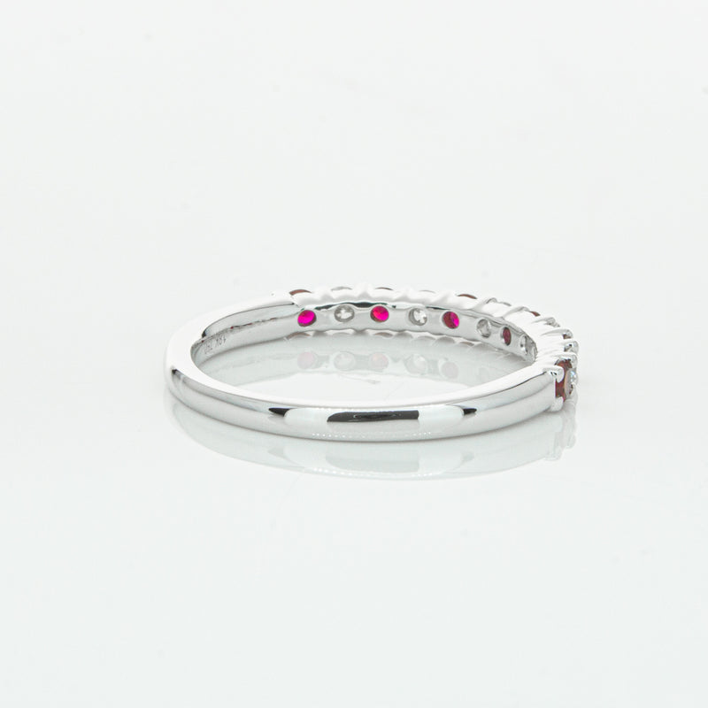 18ct White Gold Ruby & Diamond Panorama Band-Ring-Walker & Hall