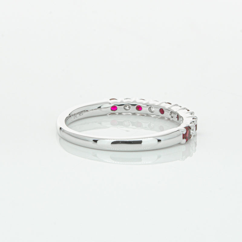 18ct White Gold Ruby & Diamond Panorama Band-Ring-Walker & Hall
