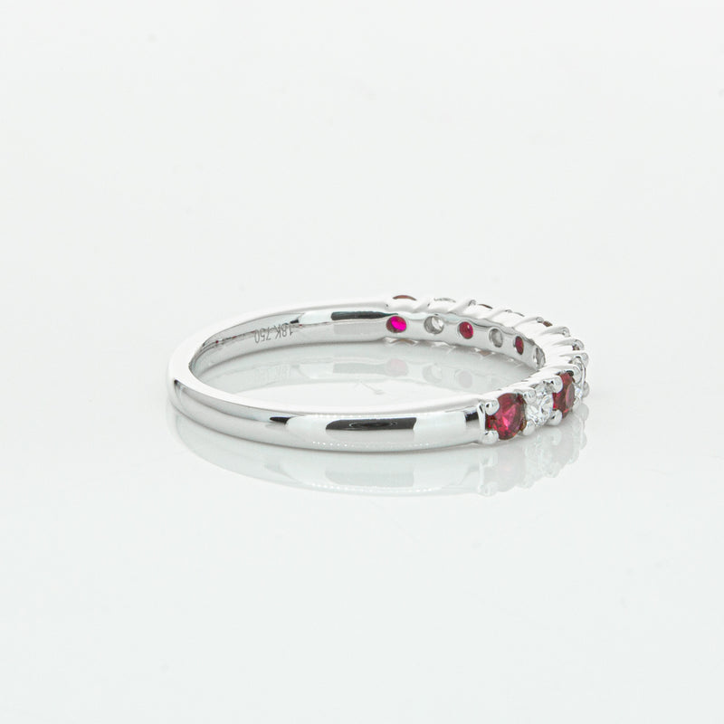 18ct White Gold Ruby & Diamond Panorama Band-Ring-Walker & Hall