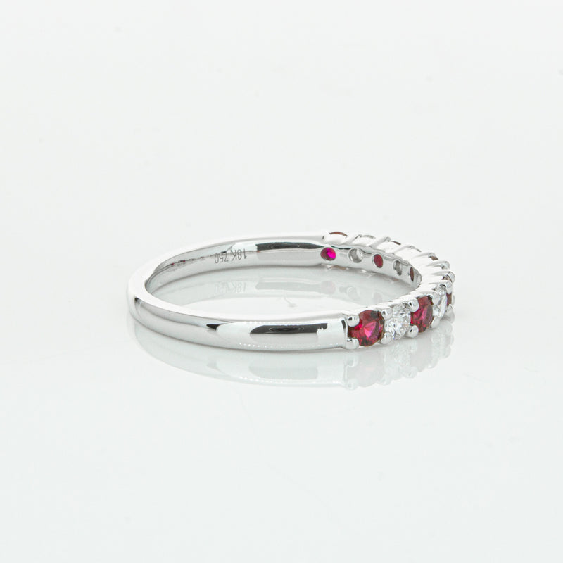 18ct White Gold Ruby & Diamond Panorama Band-Ring-Walker & Hall
