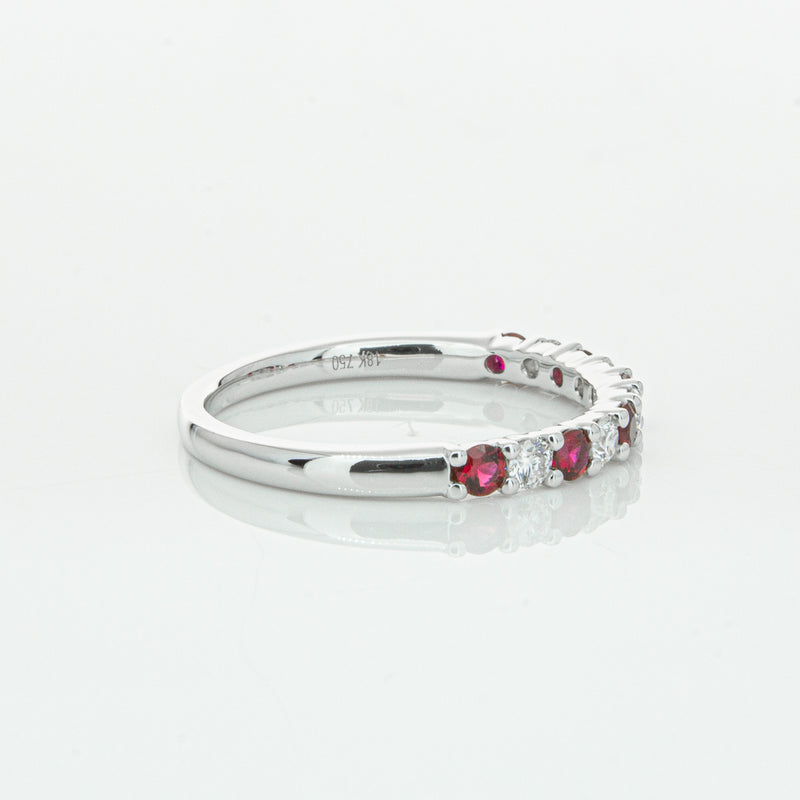 18ct White Gold Ruby & Diamond Panorama Band-Ring-Walker & Hall