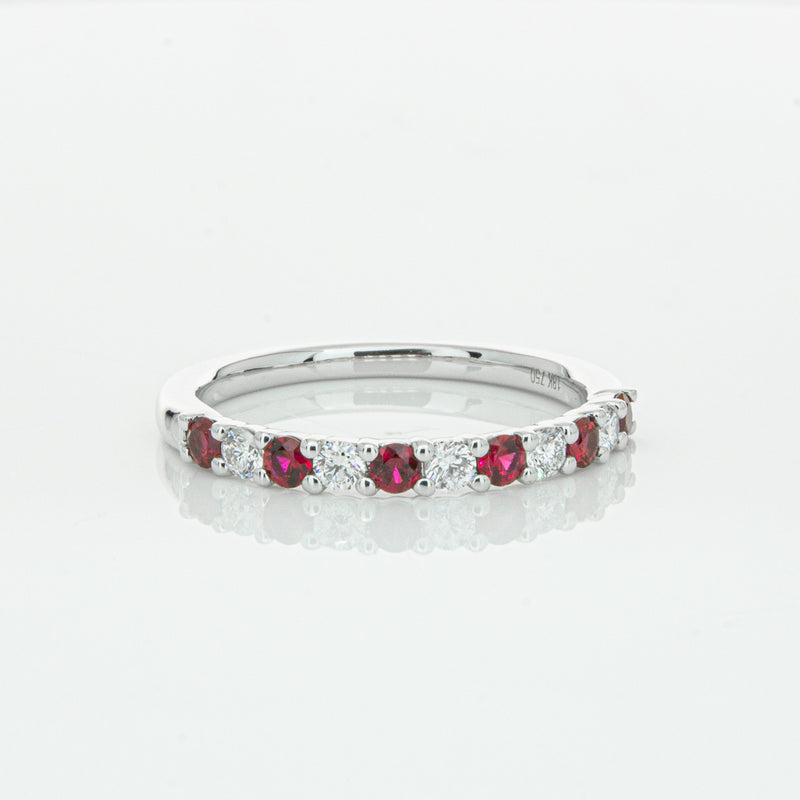 18ct White Gold Ruby & Diamond Panorama Band-Ring-Walker & Hall