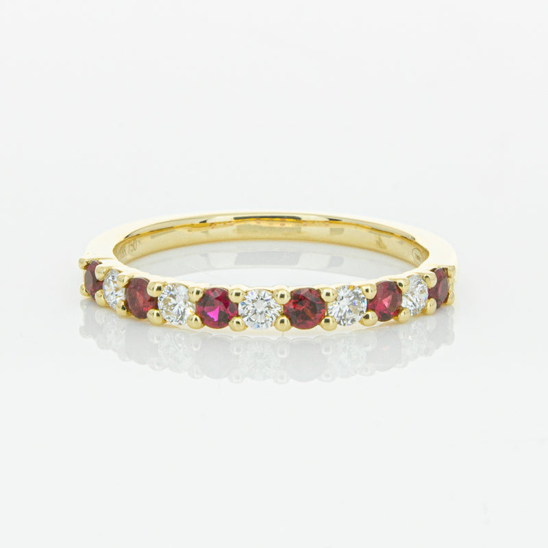 18ct Yellow Gold Ruby & Diamond Panorama Band-Ring-Walker & Hall