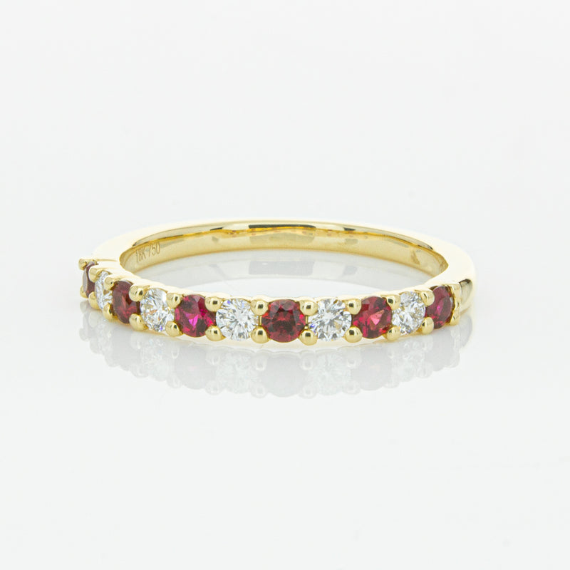18ct Yellow Gold Ruby & Diamond Panorama Band-Ring-Walker & Hall
