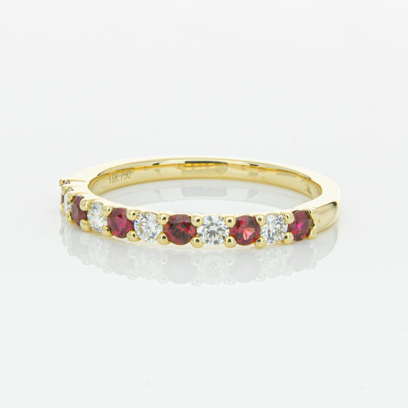 18ct Yellow Gold Ruby & Diamond Panorama Band-Ring-Walker & Hall