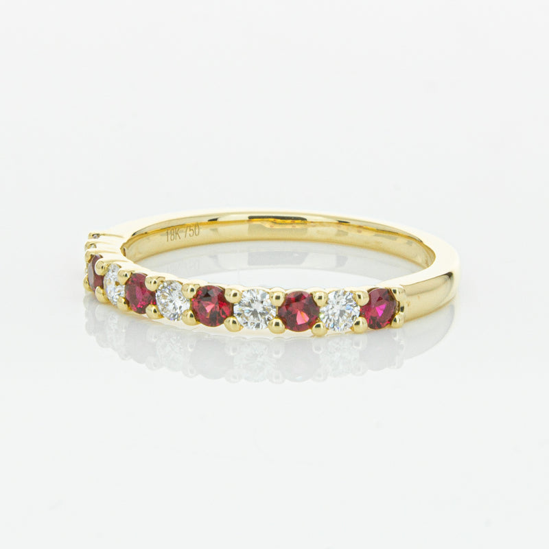18ct Yellow Gold Ruby & Diamond Panorama Band-Ring-Walker & Hall