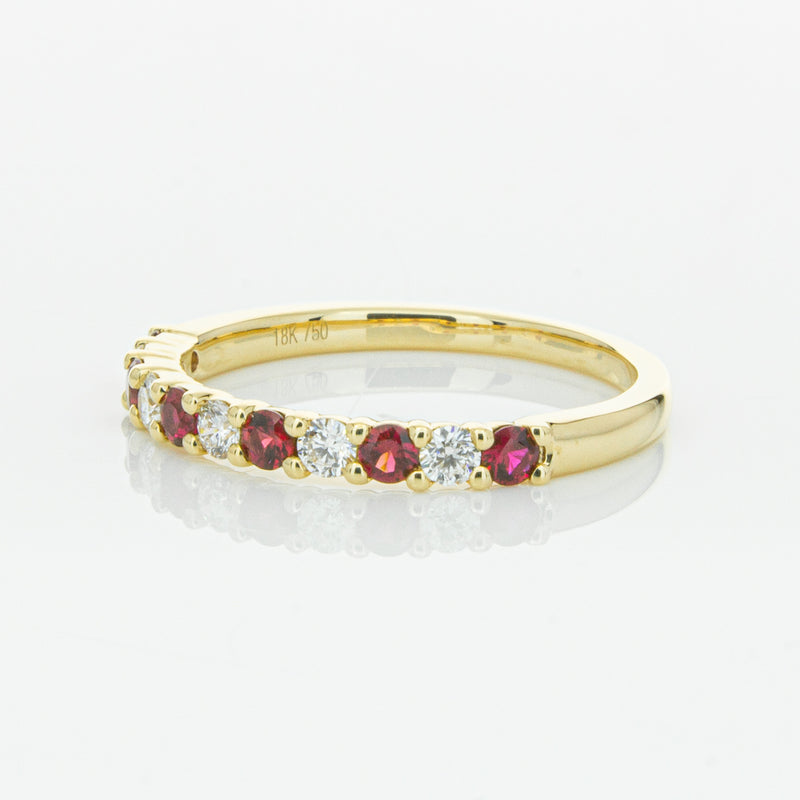 18ct Yellow Gold Ruby & Diamond Panorama Band-Ring-Walker & Hall