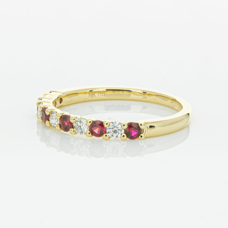 18ct Yellow Gold Ruby & Diamond Panorama Band-Ring-Walker & Hall