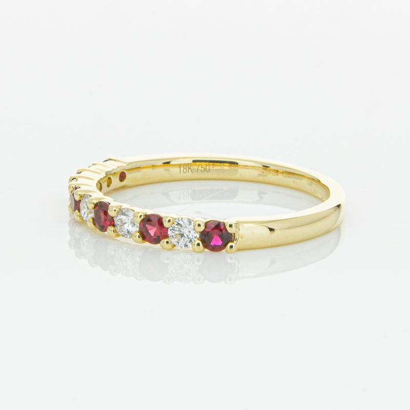 18ct Yellow Gold Ruby & Diamond Panorama Band-Ring-Walker & Hall