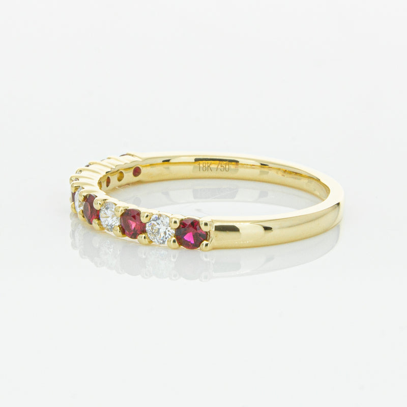 18ct Yellow Gold Ruby & Diamond Panorama Band-Ring-Walker & Hall
