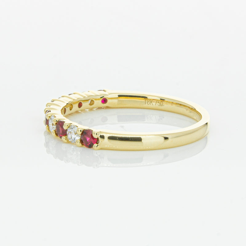 18ct Yellow Gold Ruby & Diamond Panorama Band-Ring-Walker & Hall