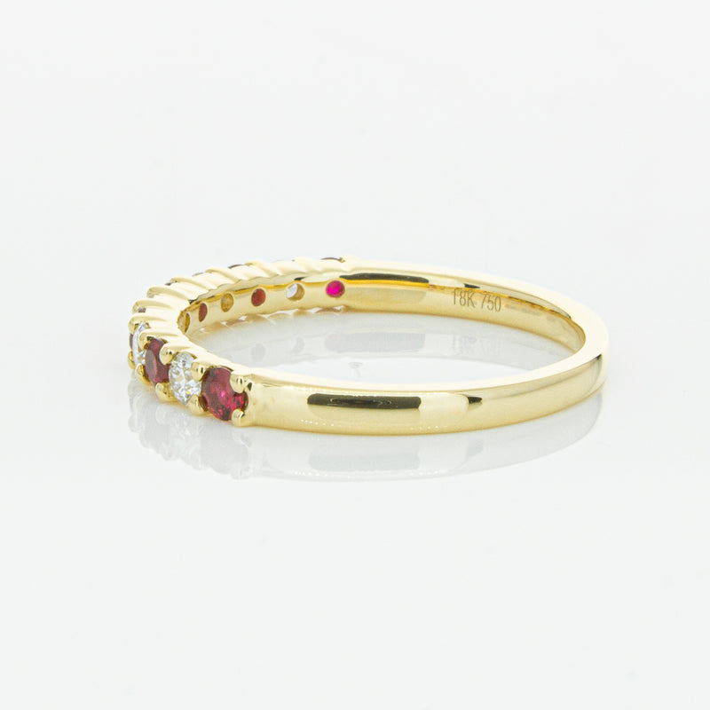 18ct Yellow Gold Ruby & Diamond Panorama Band-Ring-Walker & Hall