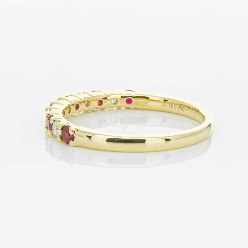 18ct Yellow Gold Ruby & Diamond Panorama Band-Ring-Walker & Hall