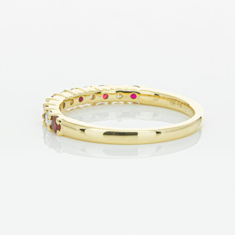 18ct Yellow Gold Ruby & Diamond Panorama Band-Ring-Walker & Hall