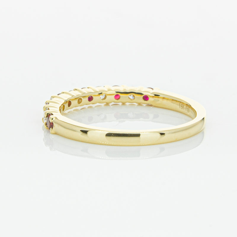18ct Yellow Gold Ruby & Diamond Panorama Band-Ring-Walker & Hall