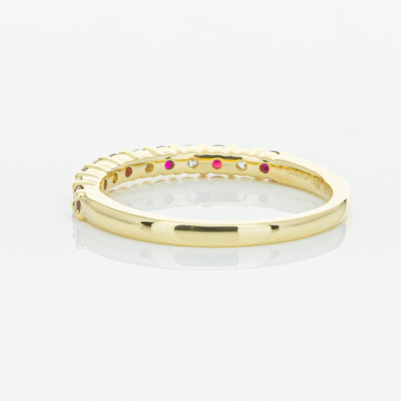 18ct Yellow Gold Ruby & Diamond Panorama Band-Ring-Walker & Hall