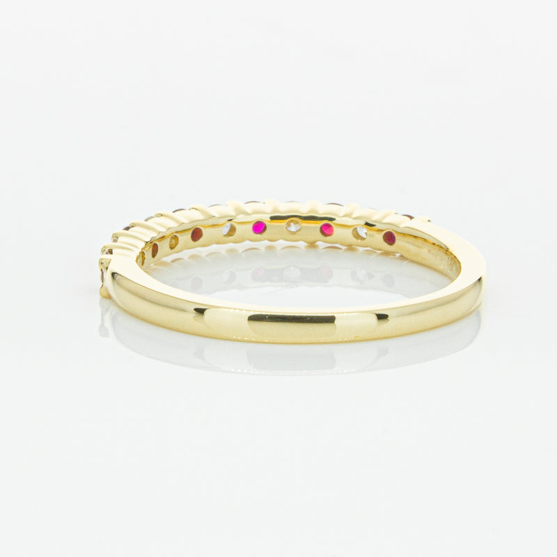 18ct Yellow Gold Ruby & Diamond Panorama Band-Ring-Walker & Hall