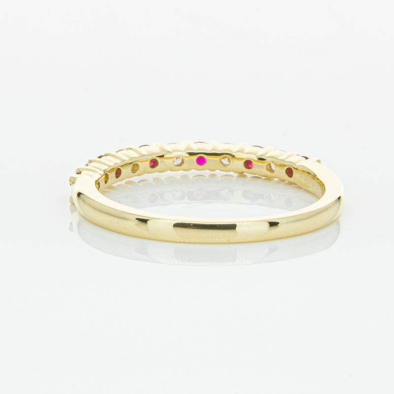 18ct Yellow Gold Ruby & Diamond Panorama Band-Ring-Walker & Hall
