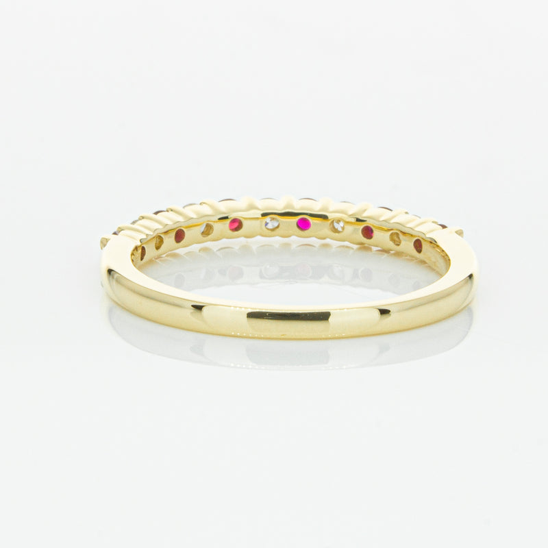 18ct Yellow Gold Ruby & Diamond Panorama Band-Ring-Walker & Hall