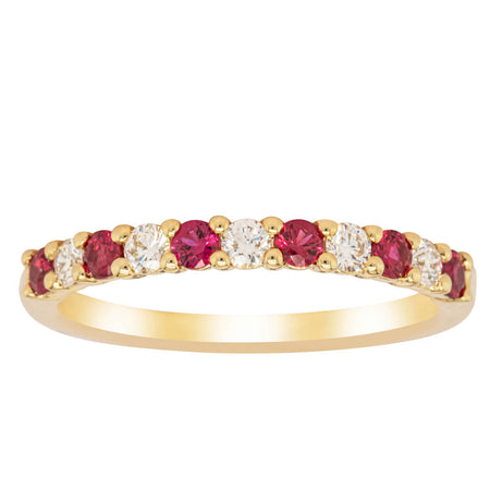 18ct Yellow Gold Ruby & Diamond Panorama Band-Ring-Walker & Hall