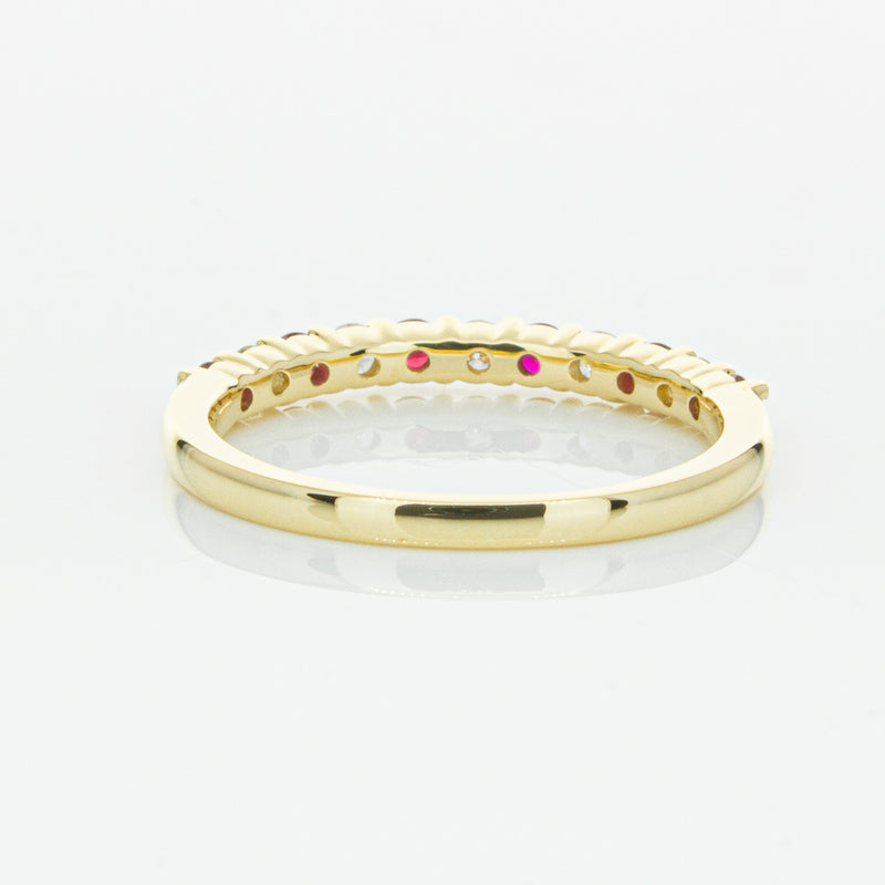 18ct Yellow Gold Ruby & Diamond Panorama Band-Ring-Walker & Hall