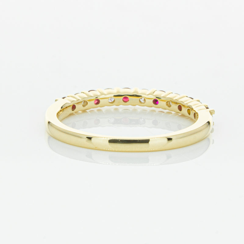 18ct Yellow Gold Ruby & Diamond Panorama Band-Ring-Walker & Hall