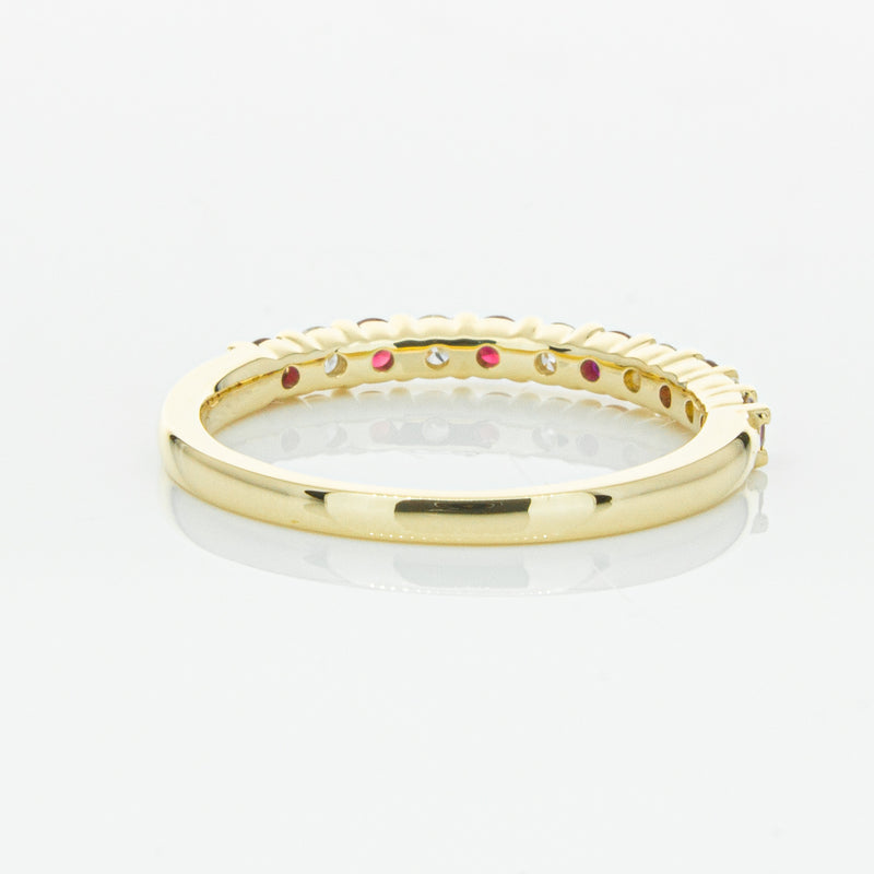 18ct Yellow Gold Ruby & Diamond Panorama Band-Ring-Walker & Hall