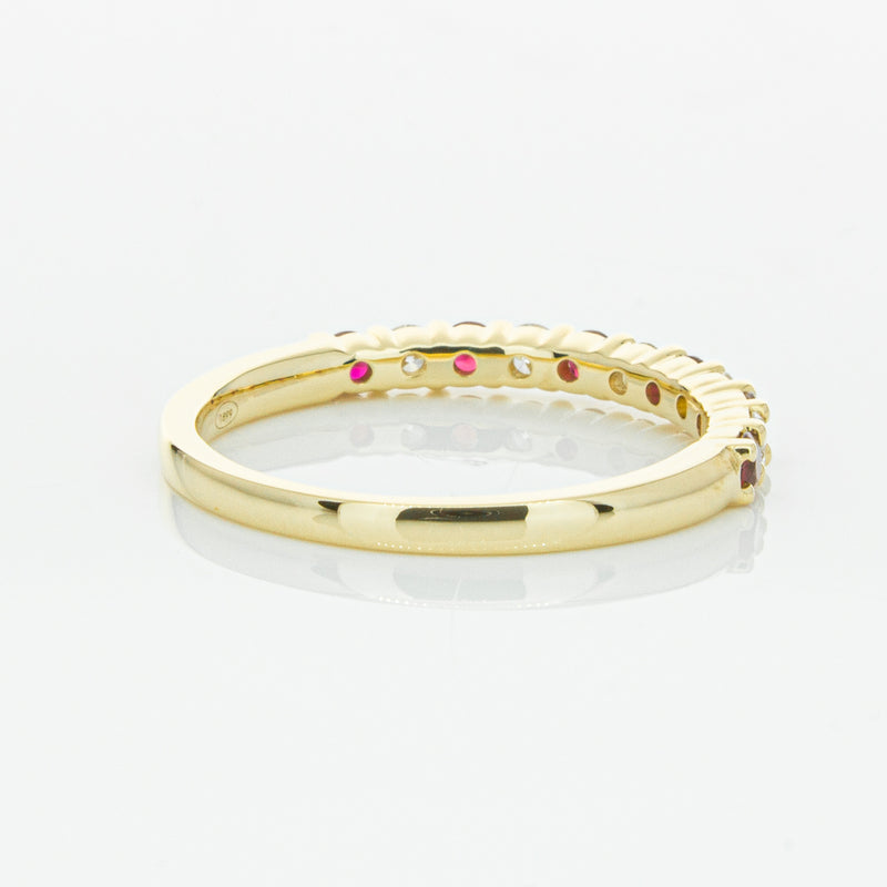 18ct Yellow Gold Ruby & Diamond Panorama Band-Ring-Walker & Hall