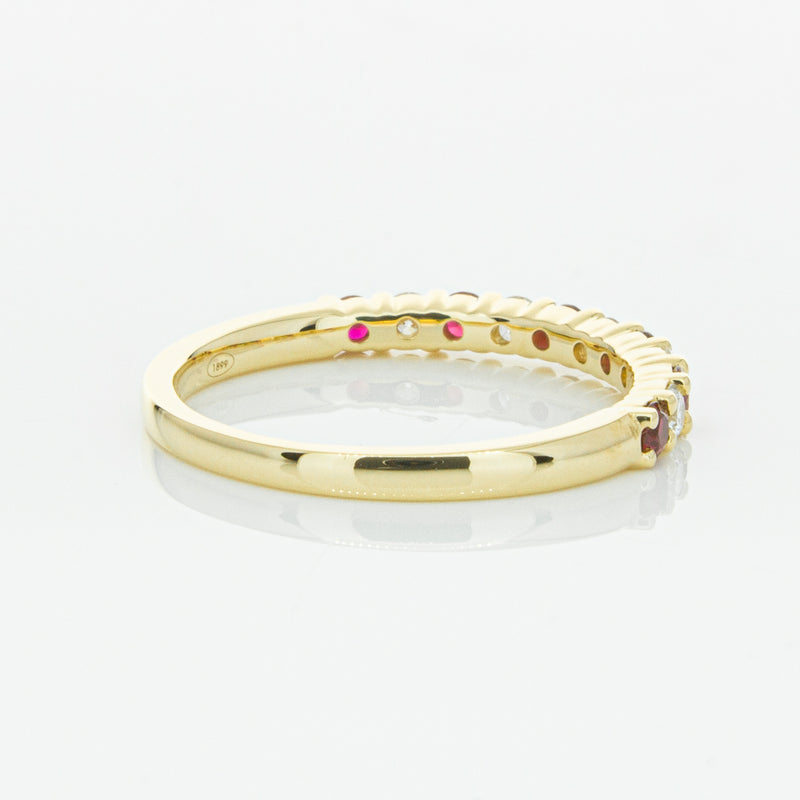 18ct Yellow Gold Ruby & Diamond Panorama Band-Ring-Walker & Hall