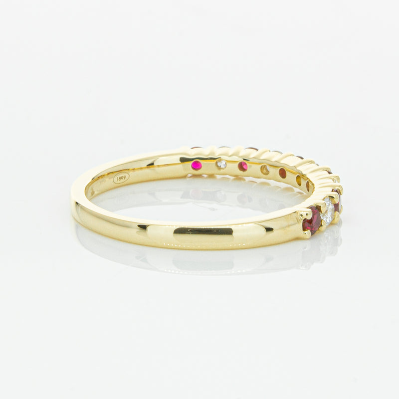 18ct Yellow Gold Ruby & Diamond Panorama Band-Ring-Walker & Hall