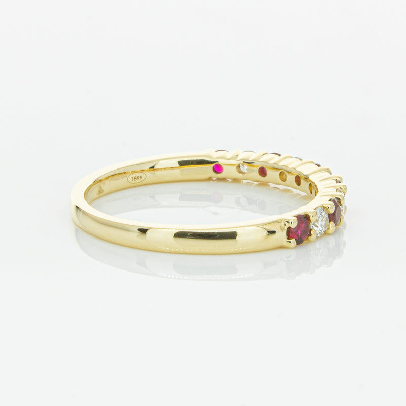 18ct Yellow Gold Ruby & Diamond Panorama Band-Ring-Walker & Hall