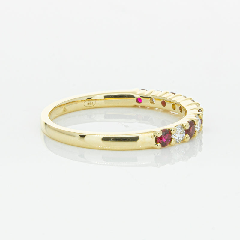 18ct Yellow Gold Ruby & Diamond Panorama Band-Ring-Walker & Hall