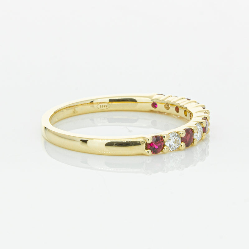 18ct Yellow Gold Ruby & Diamond Panorama Band-Ring-Walker & Hall