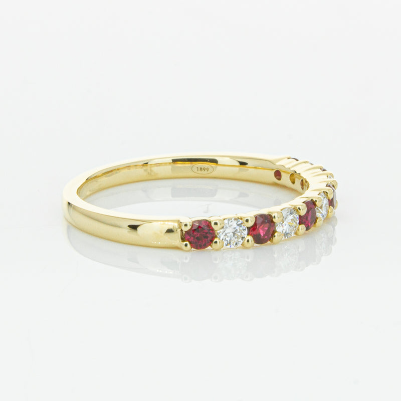 18ct Yellow Gold Ruby & Diamond Panorama Band-Ring-Walker & Hall