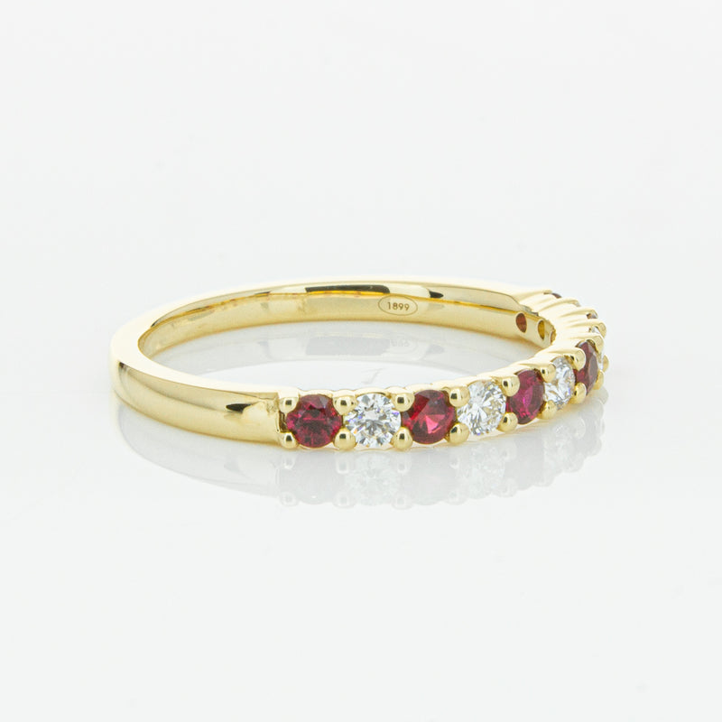 18ct Yellow Gold Ruby & Diamond Panorama Band-Ring-Walker & Hall