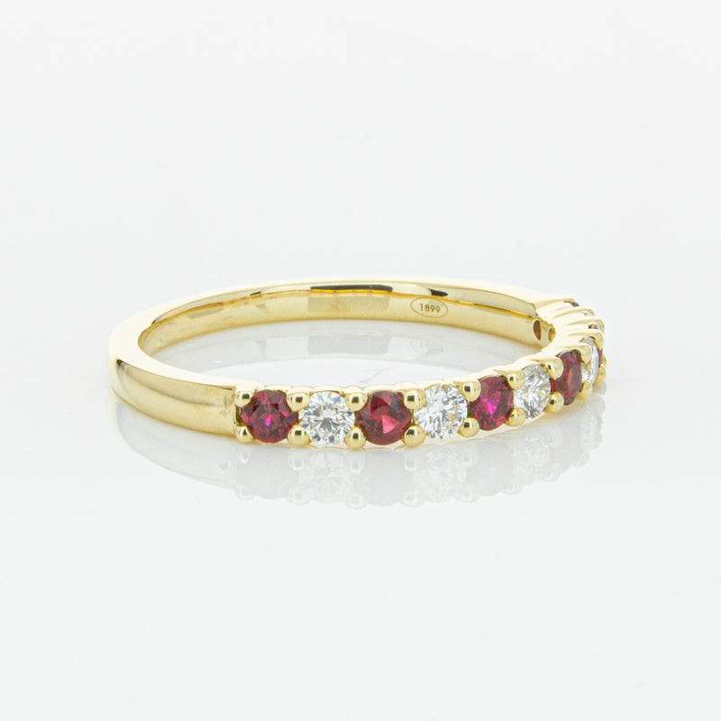 18ct Yellow Gold Ruby & Diamond Panorama Band-Ring-Walker & Hall