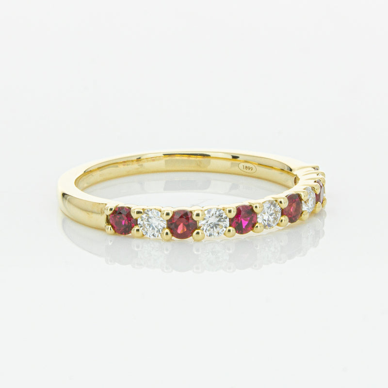 18ct Yellow Gold Ruby & Diamond Panorama Band-Ring-Walker & Hall