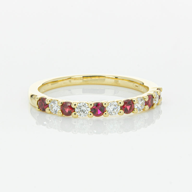 18ct Yellow Gold Ruby & Diamond Panorama Band-Ring-Walker & Hall