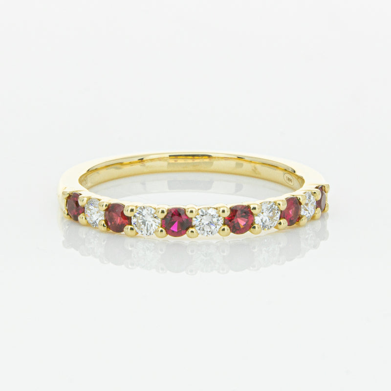 18ct Yellow Gold Ruby & Diamond Panorama Band-Ring-Walker & Hall