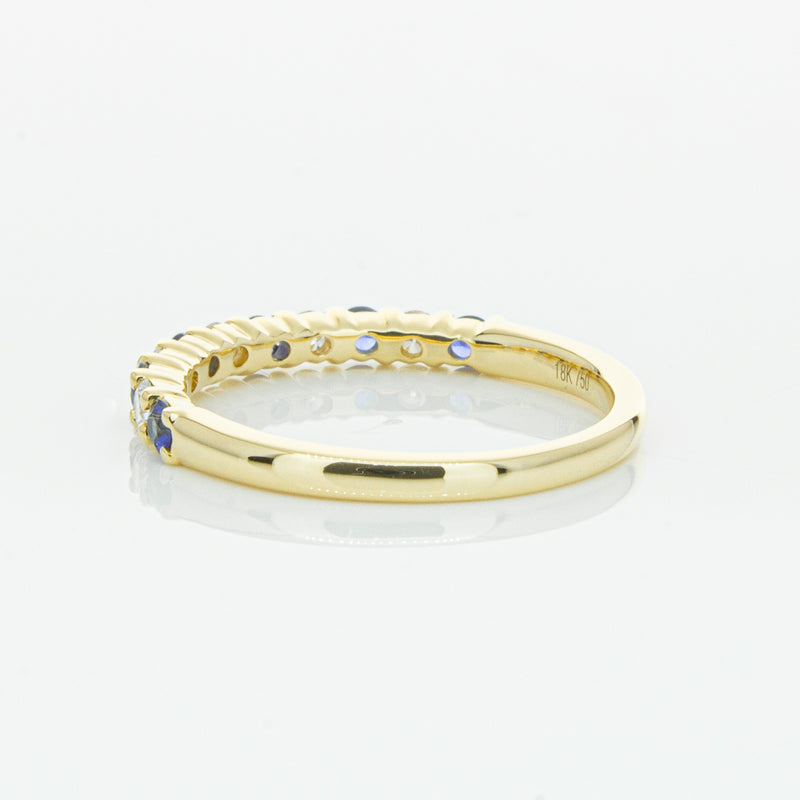 18ct Yellow Gold Sapphire & Diamond Panorama Band-Ring-Walker & Hall