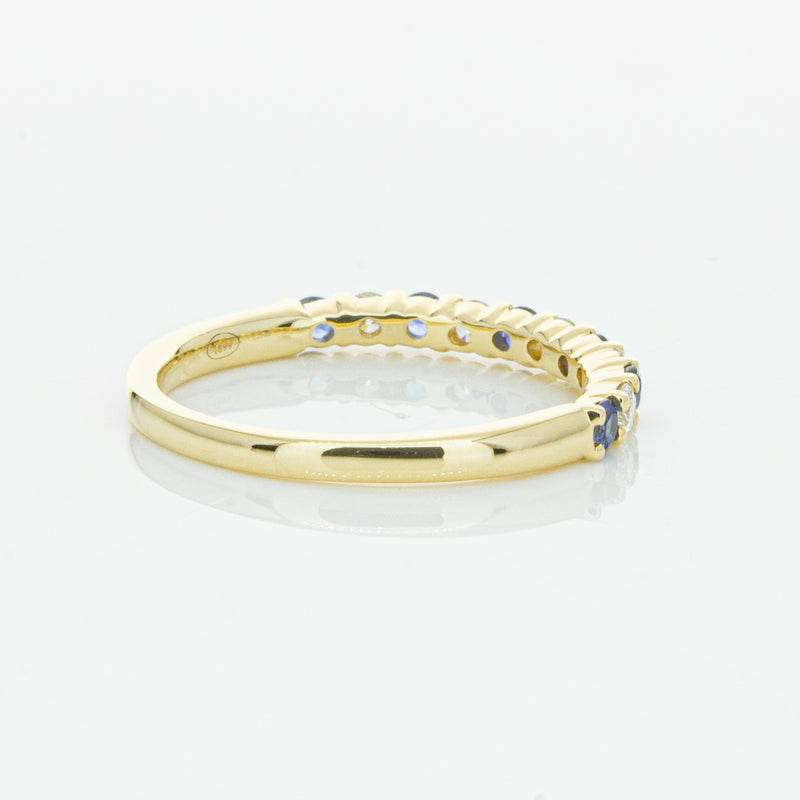 18ct Yellow Gold Sapphire & Diamond Panorama Band-Ring-Walker & Hall