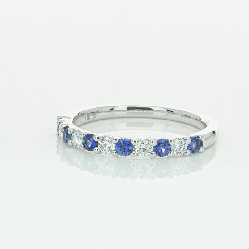 18ct White Gold Sapphire & Diamond Panorama Band-Ring-Walker & Hall
