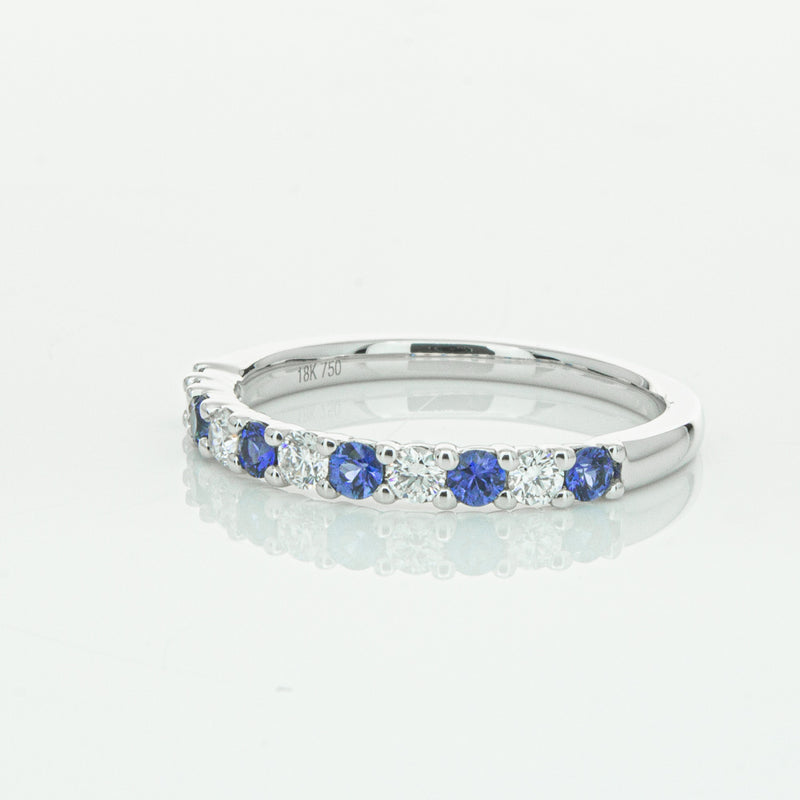 18ct White Gold Sapphire & Diamond Panorama Band-Ring-Walker & Hall